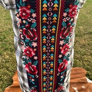 Embroidered Plaid duster western Navajo dress Fort Worth Stock Show & Rodeo